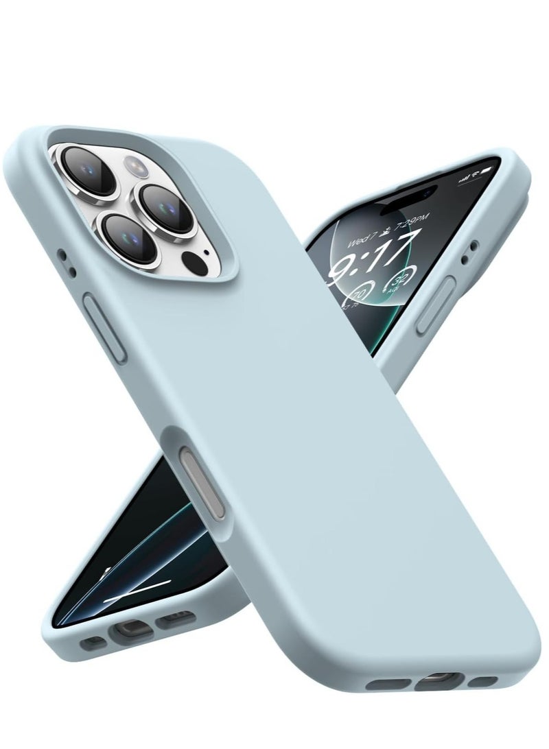 new Premium Soft Liquid Silicone Case for iPhone 16 Pro – Silky and Soft Touch Series Full-Body Protective Bumper (Sky Blue) - Image 1