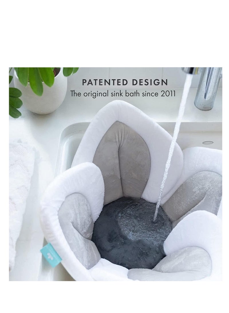 ULHYC Baby Bathtub Baby Bath Mat Seat, Sponge Folding Fits Most Sinks Newborn & Baby Essentials(Blooming Flower) (Grey) - Image 2