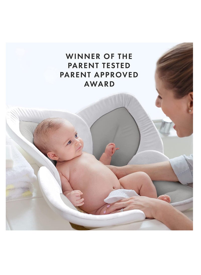 ULHYC Baby Bathtub Baby Bath Mat Seat, Sponge Folding Fits Most Sinks Newborn & Baby Essentials(Blooming Flower) (Grey) - Image 3