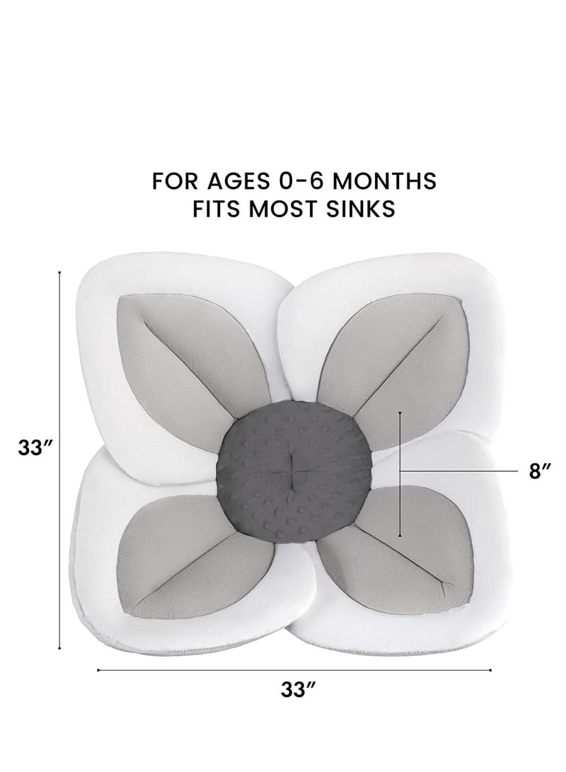 ULHYC Baby Bathtub Baby Bath Mat Seat, Sponge Folding Fits Most Sinks Newborn & Baby Essentials(Blooming Flower) (Grey) - Image 5