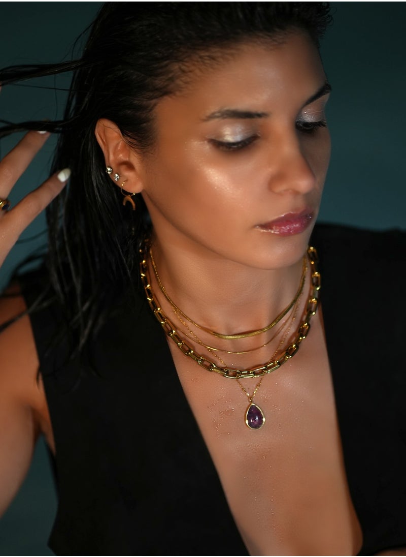 Clé de Lune Vibrant Purple Jade Natural Semi-Precious Gemstone Drop Pendant Necklace  - Image 3
