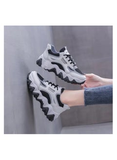 A.M Women's Fashion White Leather Casual Dad Shoes, Comfortable Walking, Chunky Sneakers for Women  - Image 5