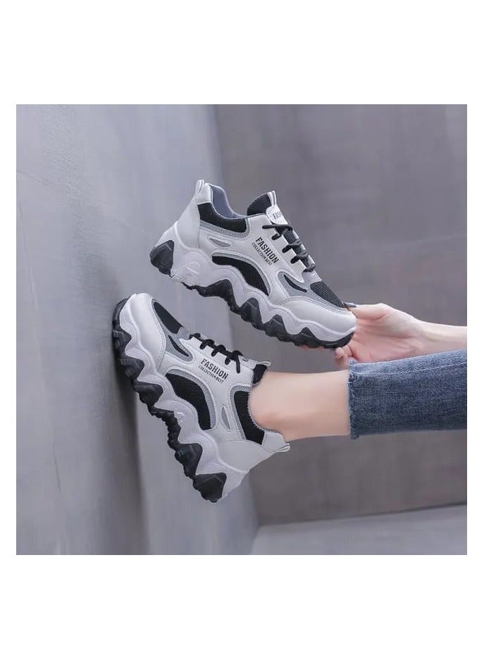 A.M Women's Fashion White  Casual Dad Shoes, Comfortable Walking, Chunky Sneakers for Women - Image 5