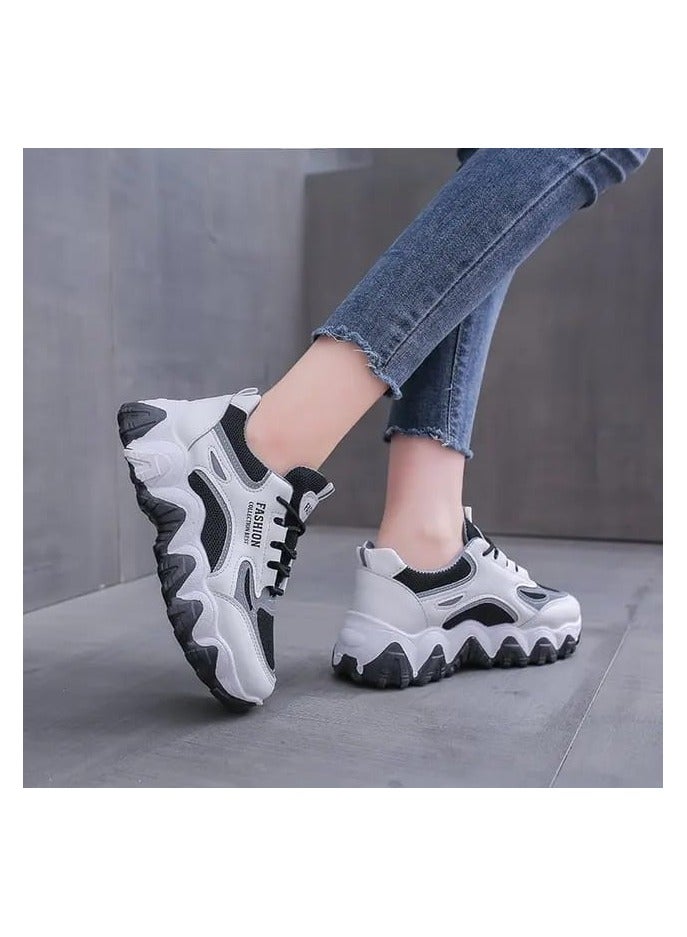 A.M Women's Fashion White  Casual Dad Shoes, Comfortable Walking, Chunky Sneakers for Women - Image 3