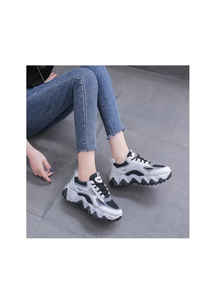 A.M Women's Fashion White  Casual Dad Shoes, Comfortable Walking, Chunky Sneakers for Women - Image 4