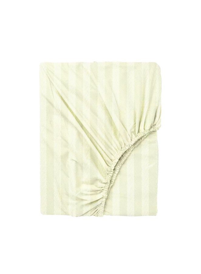 BYFT Tulip (Cream) King Size Fitted Sheet and Pillow Covers with 1 cm Satin Stripe (Set of 3 Pcs) 100% Cotton, Soft and Luxurious Hotel Quality Bed linen-300 TC - Image 2