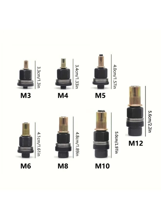 7 Pcs Manual Rivet Gun Set M3 M4 M5 M6 M8 M10 M12 Easy To Use Durable Tool Kit - Image 5