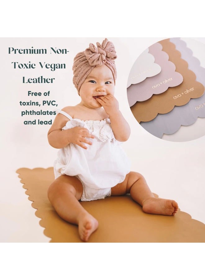 Ava + Oliver Vegan Leather Baby Changing Mat (16 X 30 in) - Multipurpose Wipeable and Portable Diaper Mat - Foldable Travel Changing Pad (Pink Sand) - Image 2