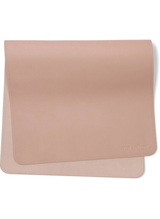 Ava + Oliver Vegan Leather Baby Changing Mat (16 X 30 in) - Multipurpose Wipeable and Portable Diaper Mat - Foldable Travel Changing Pad (Pink Sand) - Image 1