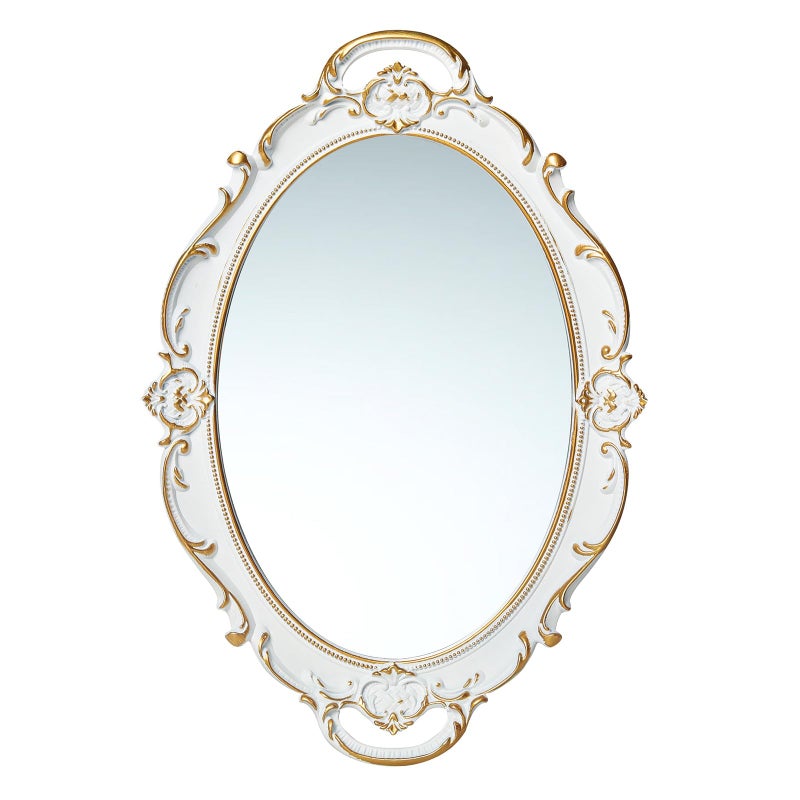 LONGWIN Vintage Oval Mirror for Wall Decor Ornate Hanging Small Mirrors for Living RoomBedroom PerfumeVanity Tray 10 x 145 Inch White - Image 2
