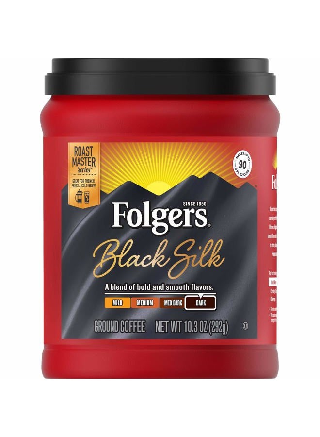 Folgers Black Silk Dark Roast Ground Coffee, 10.3 Ounces - Image 1