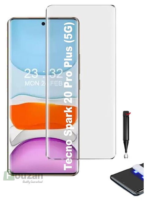 UV Liquid Glue Full Coverage Tempered Glass Screen Protector For Tecno Spark 20 Pro Plus - Clear