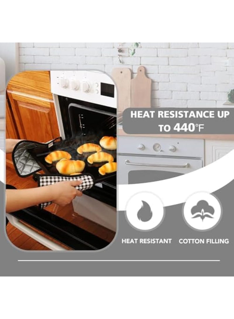 SYOSI Festive Buffalo Plaid Pot Holders, 4 Pack - Quilted Cotton Oven Mitts, Heat Resistant Trivet Pads for Cooking & Baking, Multi-Use Kitchen Accessory, Perfect Holiday Decor & Gift, Black - Image 2