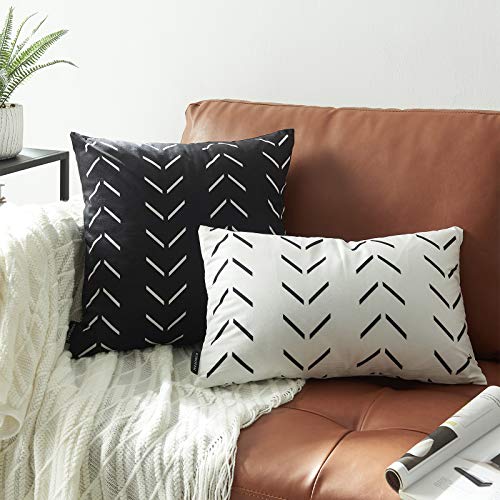 Nestinco Set of 2 Boho Pillow Covers 24 x 24 inches Black Square Pillow Covers with White Arrows Print Polyester Blend Decorative Throw Pillow Covers Sofa Cushion Cases - Image 2