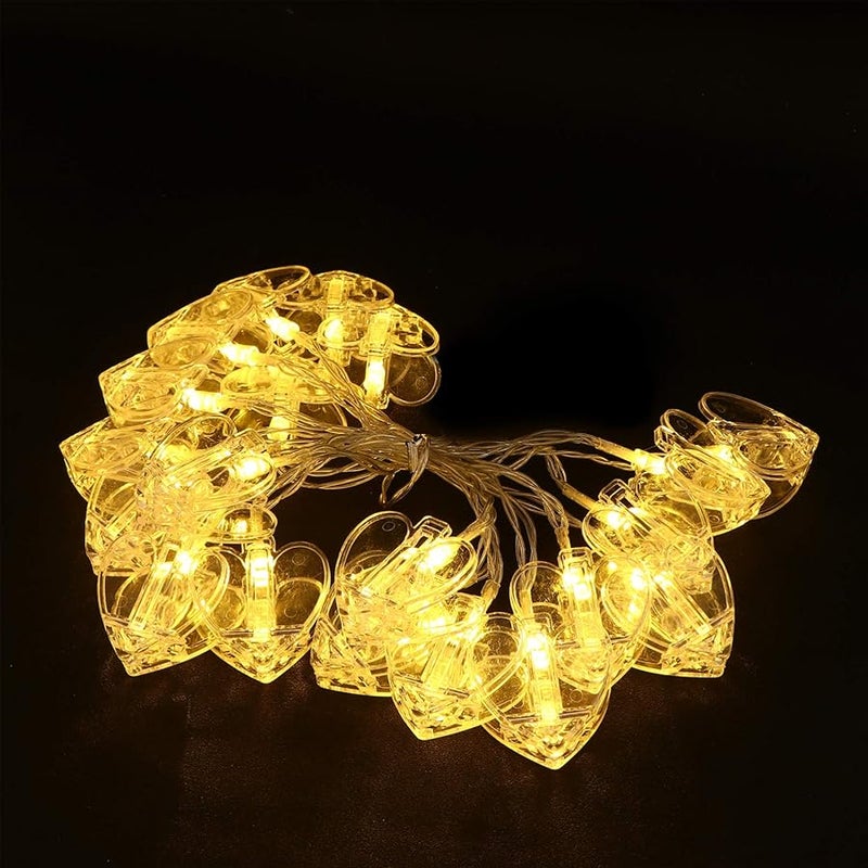 Heart Photo Clip String Lights Small Battery Lamp Home Decor - Image 1