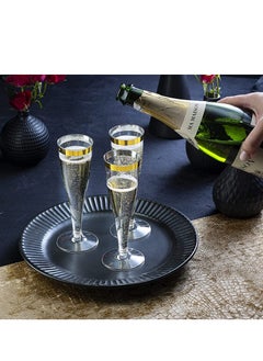 SYOSI Plastic Champagne Flutes Gold Glitter Plastic Cups 6.5 OZ Clear Plastic Cups Tumblers, Fancy Disposable Hard Plastic Cups with Gold Glitter, Premium Wedding Cups Elegant Party Cups Gold 6PCS  - Image 3