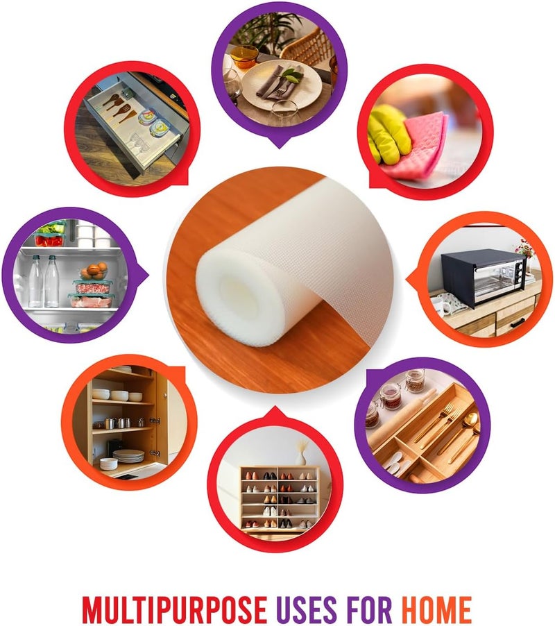 Bulfyss Multipurpose 45cm x 5m Super Strong EVA Anti-Slip Bathroom Kitchen Cabinet Drawer Shelf Mat Liner Sheets Roll, Fridge Mat, Table Mat (45cm X 5 Meters Roll, Transparent White) - Image 4