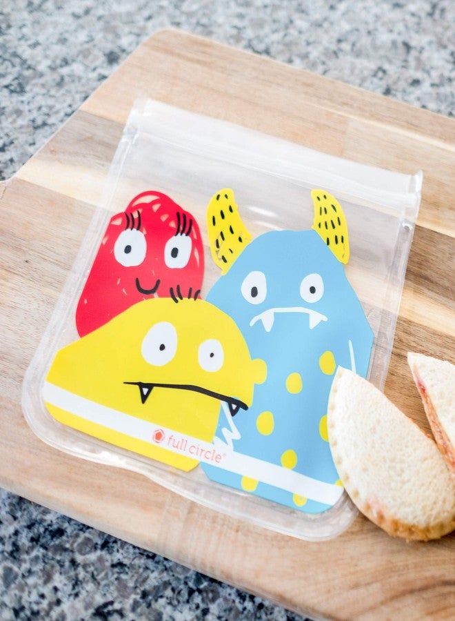 Full Circle ZipTuck Kids Reusable Plastic Food and Storage Bag, Lunch Set of 2, Monster - Image 2