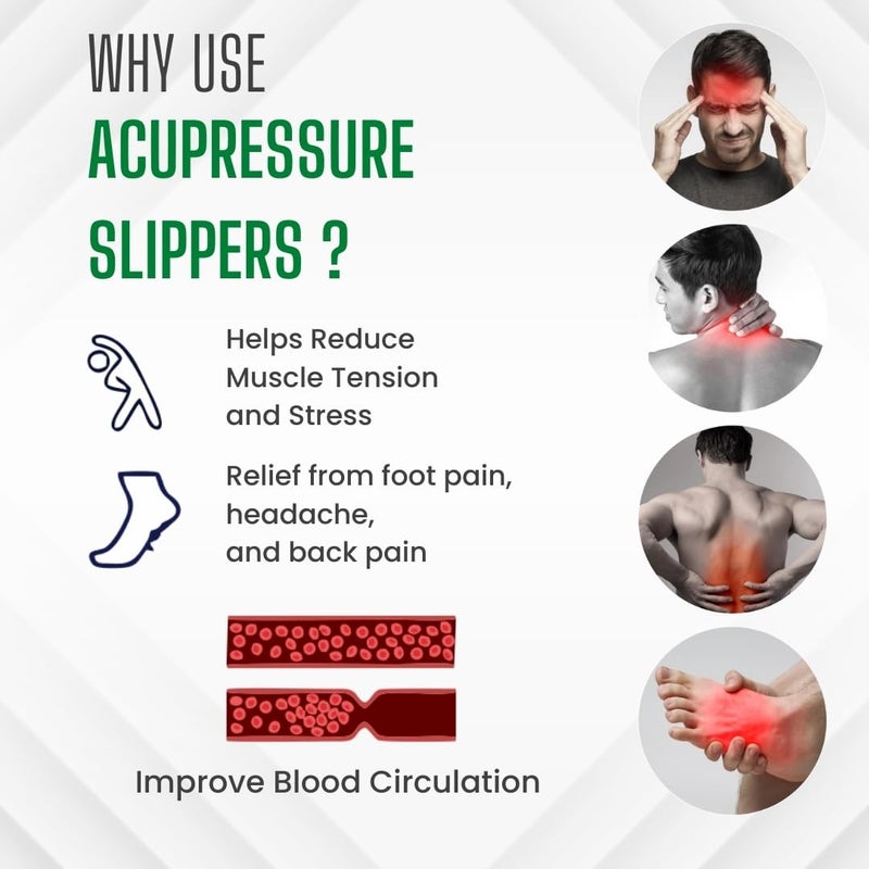 ValueLinker ™ Acupressure Foot Massager Slippers | Get FREE Sugar Control Hand Clip | Reflexology Massage for Blood Circulation | Overall Body Pain & Stress Relief | For Men & Women | Size - 9 - Image 4