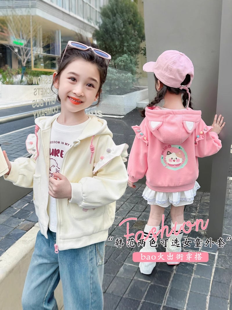 Girl'S Hooded Jacket Fashionable Western Style Children'S Casual All-Match Jacket Top Cartoon Baby Girl'S Autumn Fashion - Image 5