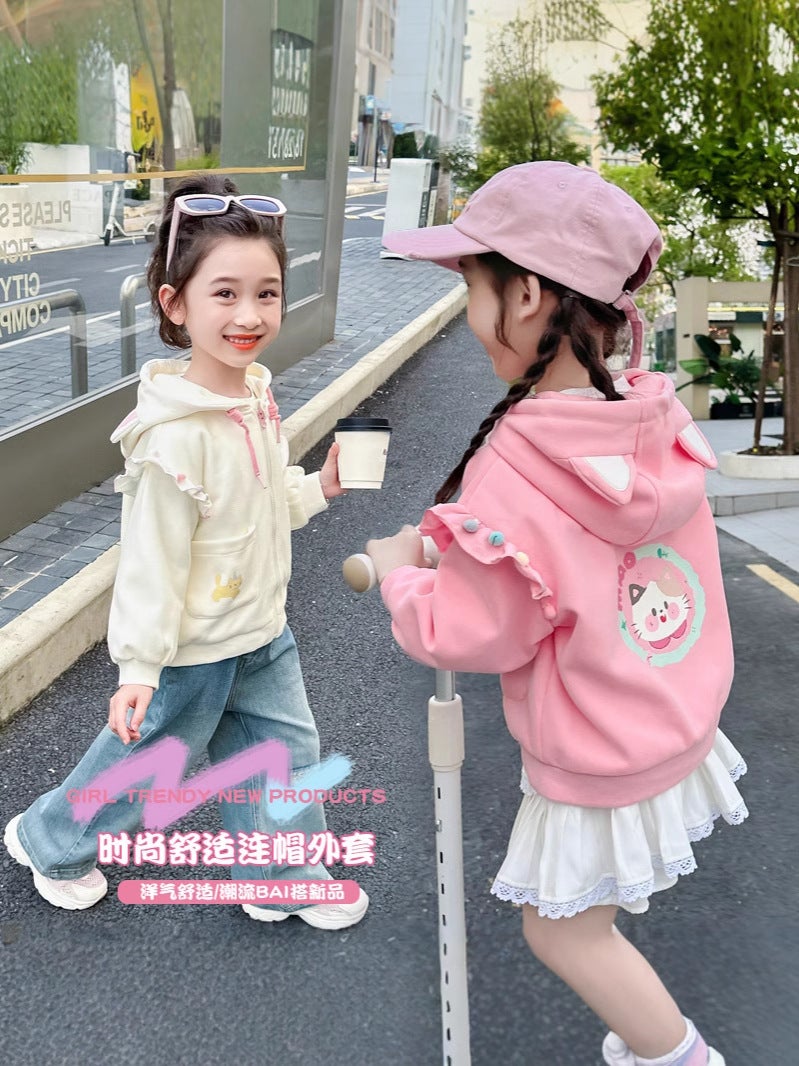 Girl'S Hooded Jacket Fashionable Western Style Children'S Casual All-Match Jacket Top Cartoon Baby Girl'S Autumn Fashion - Image 4