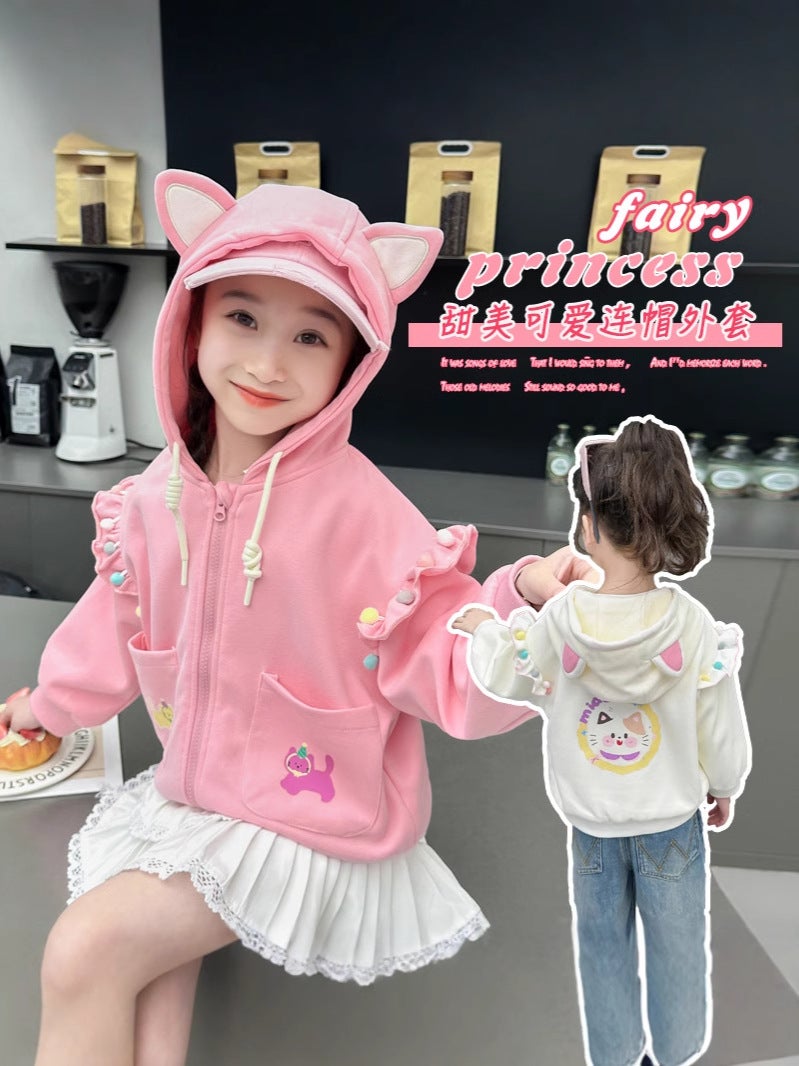 Girl'S Hooded Jacket Fashionable Western Style Children'S Casual All-Match Jacket Top Cartoon Baby Girl'S Autumn Fashion - Image 2