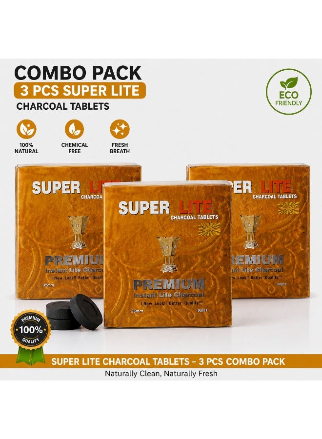 Super Lite Premium Instant Lite Charcoal Tablets 40mm, 80 Pieces - Pack of 3 - Image 1