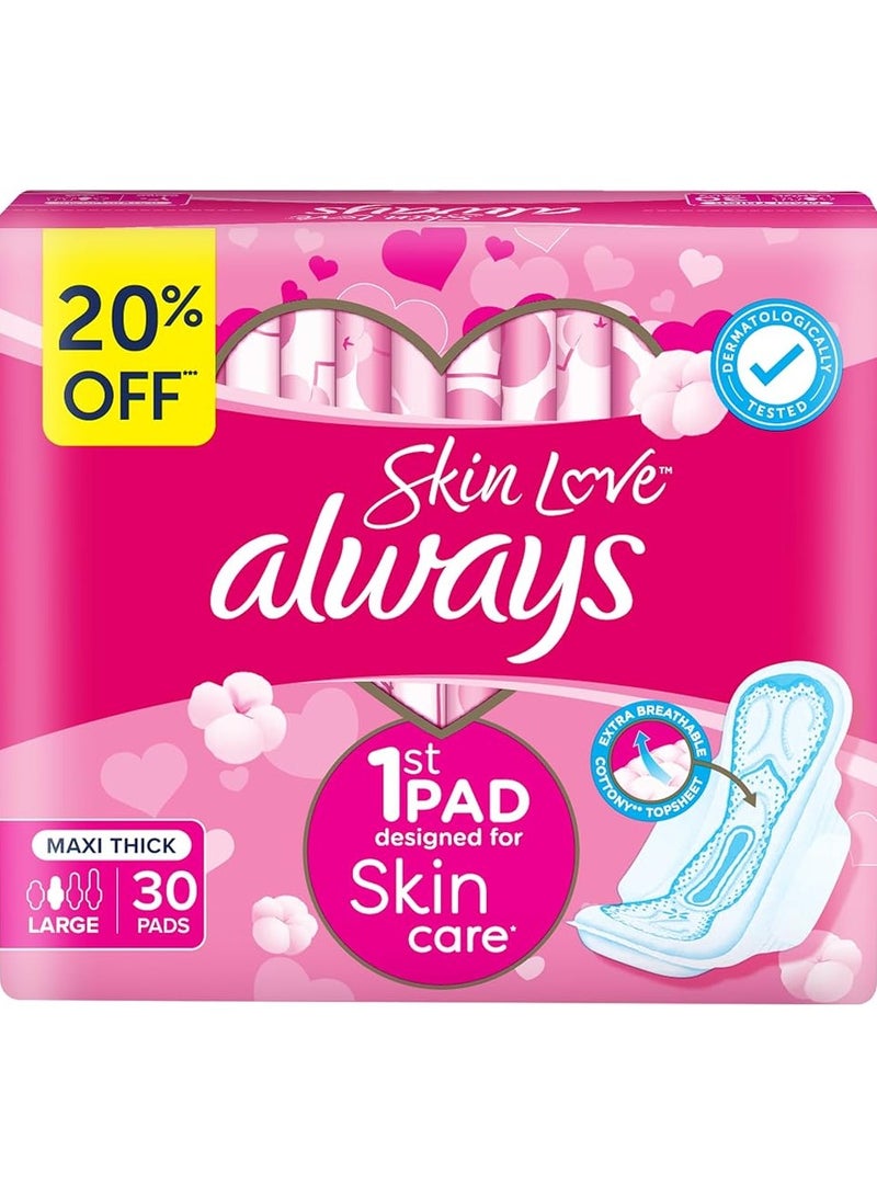Always 30 PC Cotton Skin Love Pads – Large & Thick for Ultimate Comfort!