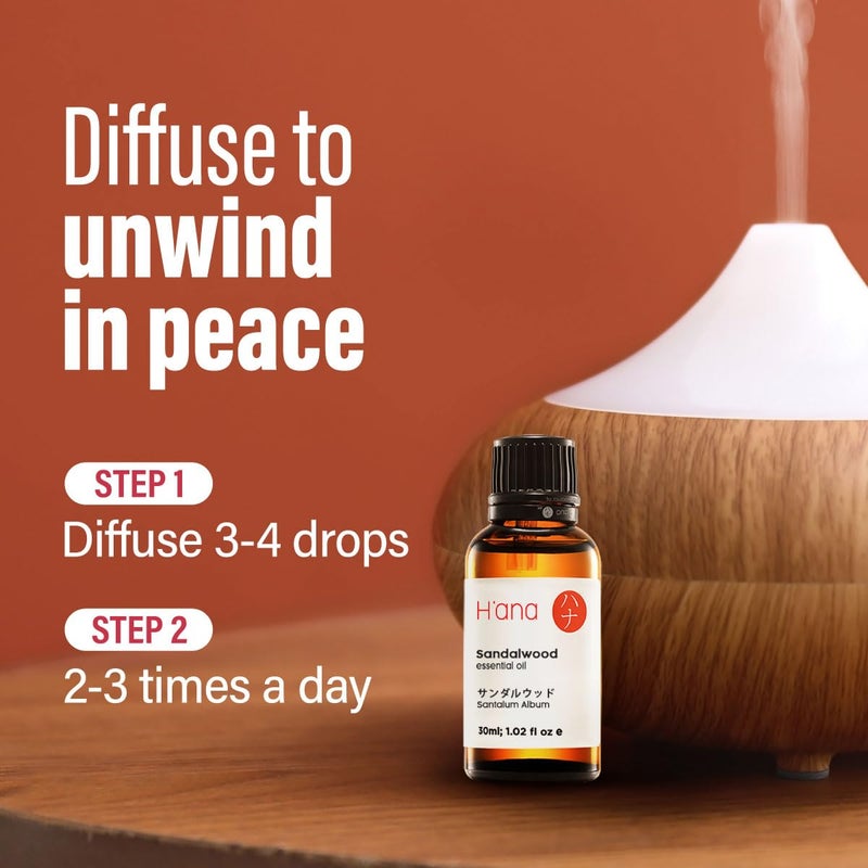 hana H'ana Sandalwood Essential Oil - 1.02 Fl Oz - for Hair, Skin, Diffuser, Aromatherapy, DIY Candle & Soap Making - Image 3