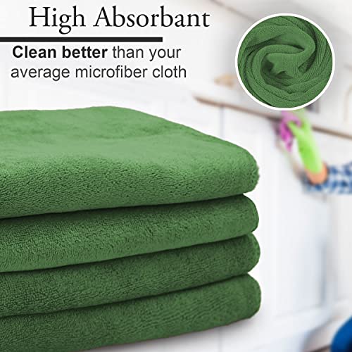 Sassoon Highly Absorbent Microfiber Cleaning Cloth in 450 GSM (4 Pcs, Green)(40x40cm) Thick Lint & Streak-Free Multipurpose Microfiber Towels for Car Bike Cleaning Polishing Washing - Image 2