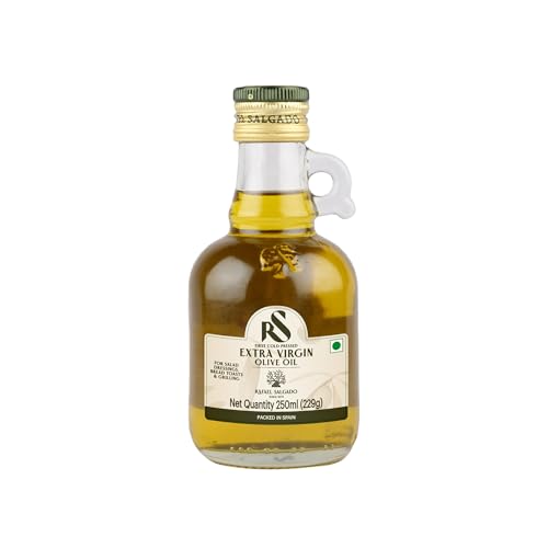 Rafael Salgado RS Extra Virgin Olive Oil | First Cold Pressed Oil | Made & Packed in Spain | Good for Salad Dressing, Flavouring and Mediterranean Cuisine | Zero Cholesterol & Trans Fat - Glass Jar - 250ml - Image 1