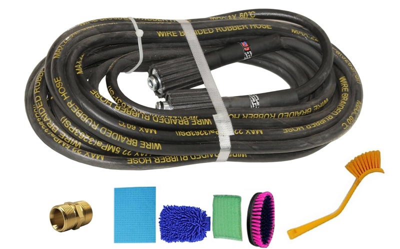 Digital Craft Digital Craft Hydraulic Pressure Washer Hose Pipe 3263PSI M2215 14mm High Pressure Washer Hose Spray Water Hydraulic Pressure Washer Pipe 10MTRPipe Joint Connector M22Housekeeping 5 Item Set 