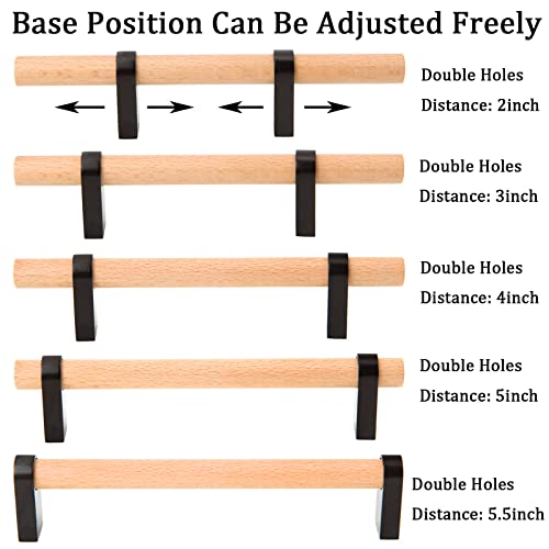 luluxing Adjustable Wood Cabinet Handles,Unfinished DIY Pulls,Adjustable Double Hole Distance Handles,Modern Kitchen Wardrobe Drawer Pulls 6Pcs Adjustable Wood Cabinet Handles（6pcs Adjustable） - Image 5