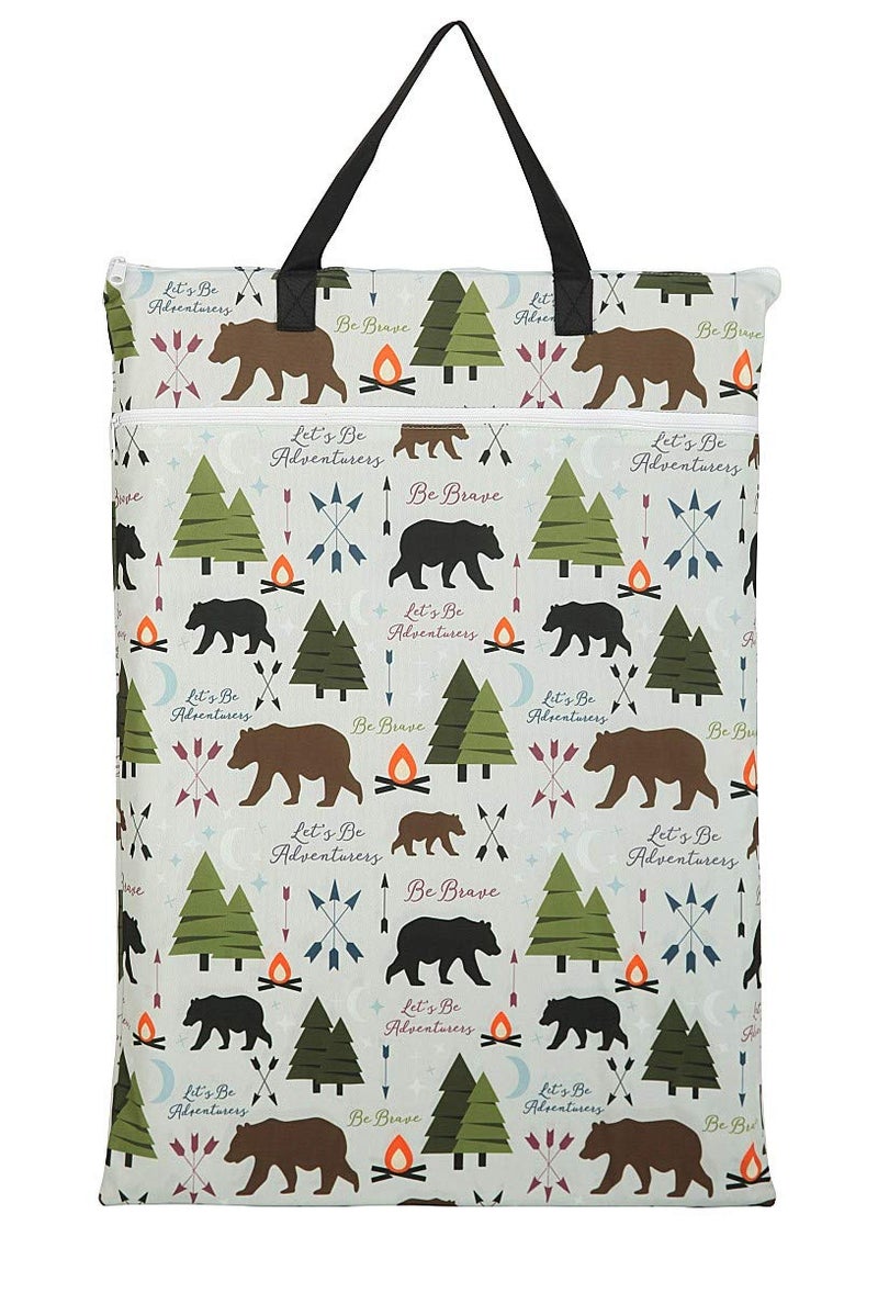 Hibaby Large Hanging Wet/Dry Cloth Diaper Pail Bag for Reusable Diapers or Laundry (Bear)