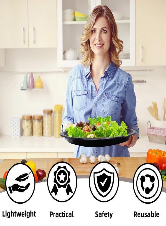 BONSINY Black Plastic Plates 12 inch x 10 inch- Oval Black Plates Disposable for Party Birthday Picnic BBQ Halloween (50 Count) - Image 4