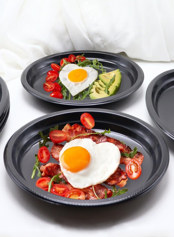 BONSINY Black Plastic Plates 12 inch x 10 inch- Oval Black Plates Disposable for Party Birthday Picnic BBQ Halloween (50 Count) - Image 5