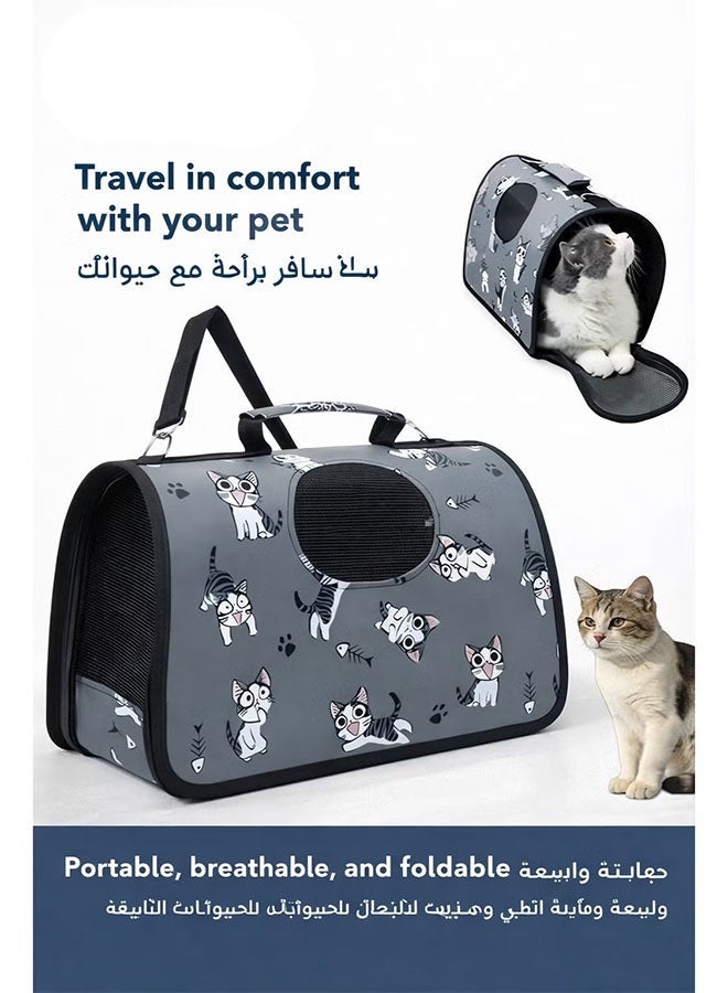 Ailily Cat backpack strap foam handbag, Dog and Cat Airline Crate,Pet Carrier,Cat Bag,small dog backpack strap, suitable for small and medium-sized dogs and cats, portable travel breathable foldable large space single shoulder cat backpack for Nervous Cats - Image 1