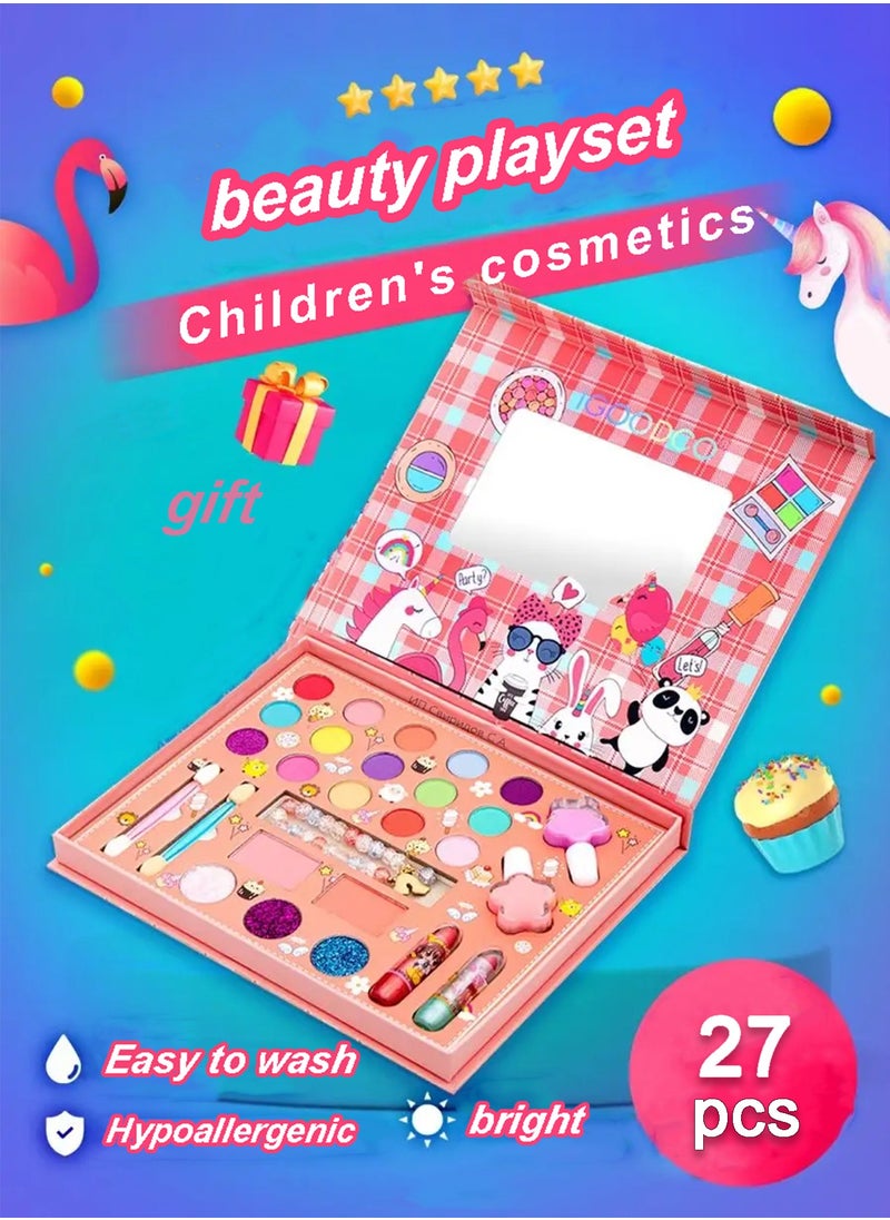 Bolivia's Pink Gift for Her: 18 Eyeshadows, 2 Blushes, Bracelet & Mirror – Princess Makeup Set Perfect Toys for Girls 4+ | Special Gift Set  - Image 1