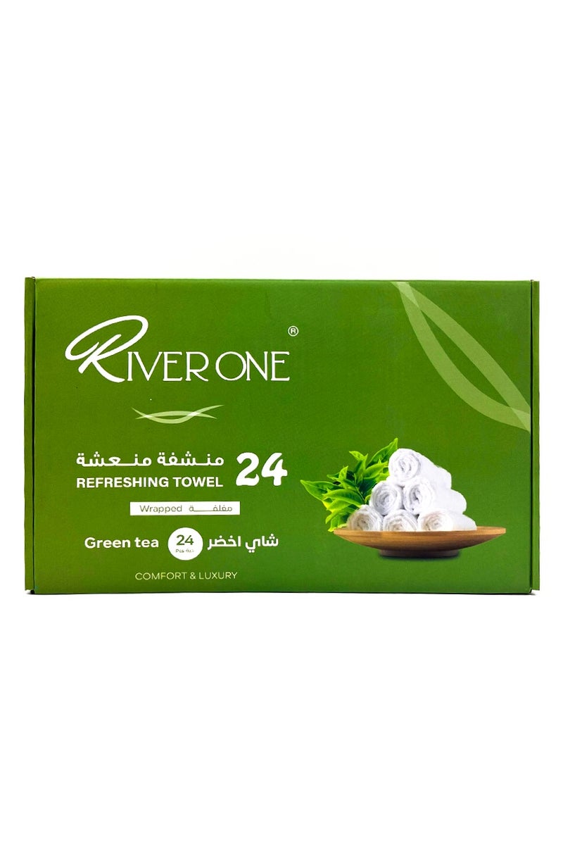 River RIVER ONE Refreshing Towel with GREEN TEA Scent, 24 Pieces, Comfort & Luxury Towel  - Image 2