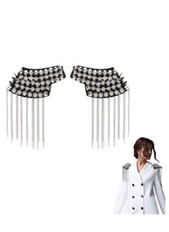 KASTWAVE 1 Pair Rivet Tassel Chain Epaulet Fringe Shoulder Pieces Rivet Shoulder Epaulets Tassel Chain Blazer Uniform Accessories for Women Men  - Image 1