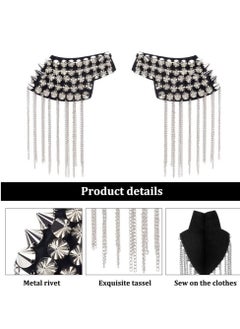 KASTWAVE 1 Pair Rivet Tassel Chain Epaulet Fringe Shoulder Pieces Rivet Shoulder Epaulets Tassel Chain Blazer Uniform Accessories for Women Men  - Image 2