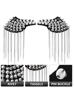 KASTWAVE 1 Pair Rivet Tassel Chain Epaulet Fringe Shoulder Pieces Rivet Shoulder Epaulets Tassel Chain Blazer Uniform Accessories for Women Men  - Image 5