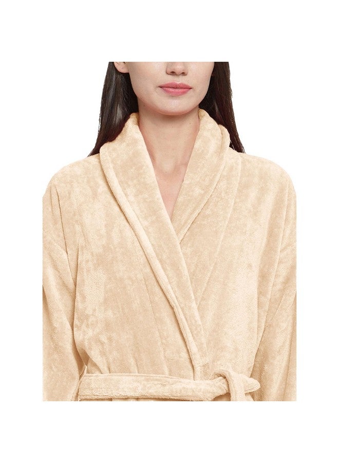 MYTRIDENT Trident Soft Comfort 100% Cotton Shawl Collar Bathrobe, Blessing Gown, Super Soft, Absorbent-Perfect for Gym, Shower, Spa, Hotel Robe, Vacation (Bleached Sand, Large) - Image 5