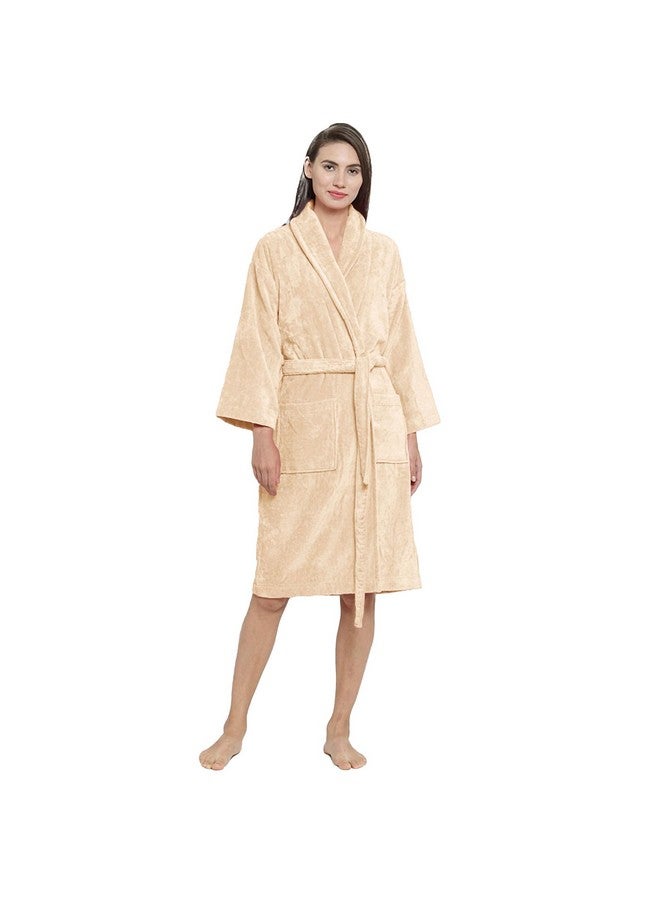 MYTRIDENT Trident Soft Comfort 100% Cotton Shawl Collar Bathrobe, Blessing Gown, Super Soft, Absorbent-Perfect for Gym, Shower, Spa, Hotel Robe, Vacation (Bleached Sand, Large) - Image 3