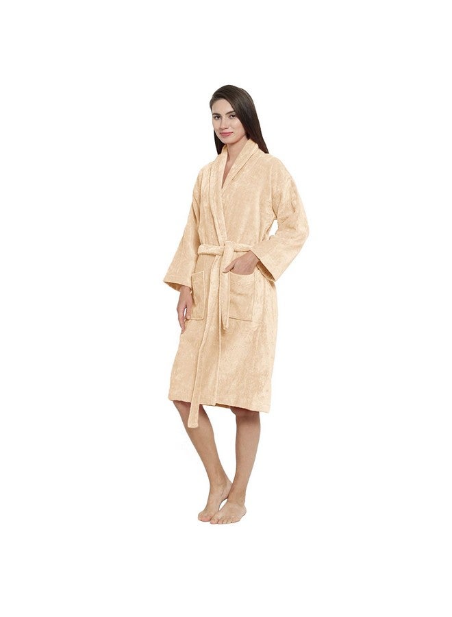 MYTRIDENT Trident Soft Comfort 100% Cotton Shawl Collar Bathrobe, Blessing Gown, Super Soft, Absorbent-Perfect for Gym, Shower, Spa, Hotel Robe, Vacation (Bleached Sand, Large) - Image 4