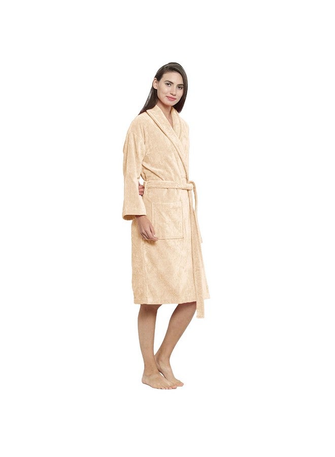 MYTRIDENT Trident Soft Comfort 100% Cotton Shawl Collar Bathrobe, Blessing Gown, Super Soft, Absorbent-Perfect for Gym, Shower, Spa, Hotel Robe, Vacation (Bleached Sand, Large) - Image 1