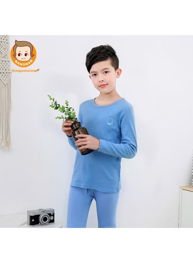 Children'S Pure Cotton Underwear Set, Boys And Girls Autumn Thermal Underwear, Thin Warm Base Layer Pajama Set, All-Cotton Sweater - Image 3