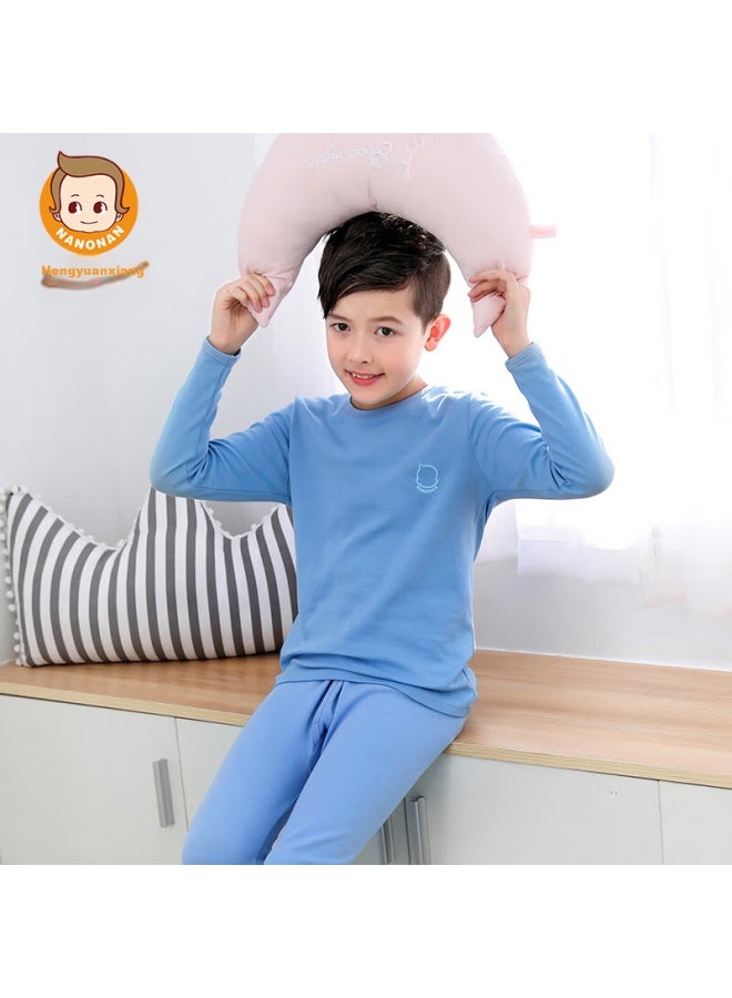 Children'S Pure Cotton Underwear Set, Boys And Girls Autumn Thermal Underwear, Thin Warm Base Layer Pajama Set, All-Cotton Sweater - Image 5