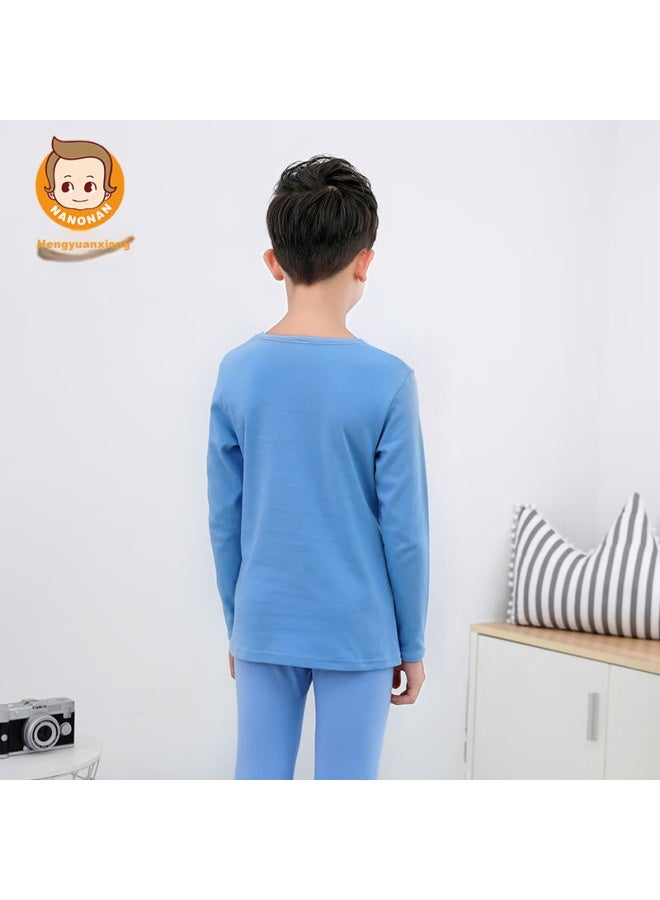 Children'S Pure Cotton Underwear Set, Boys And Girls Autumn Thermal Underwear, Thin Warm Base Layer Pajama Set, All-Cotton Sweater - Image 4