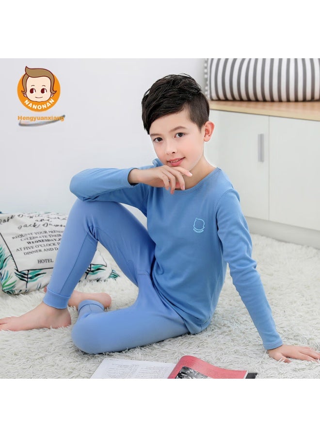 Children'S Pure Cotton Underwear Set, Boys And Girls Autumn Thermal Underwear, Thin Warm Base Layer Pajama Set, All-Cotton Sweater - Image 2